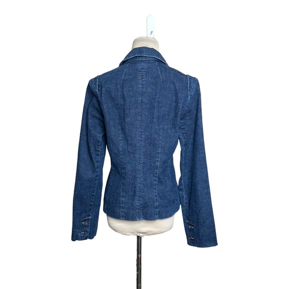 Louie blue denim 2 button Y2K casual blazer jacket size 10 - Picture 3 of 8